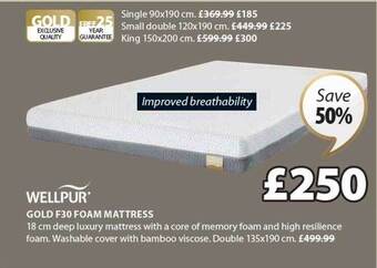 JYSK Wellpur gold f30 foam mattress offer