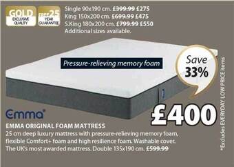 JYSK Emma original foam mattress offer