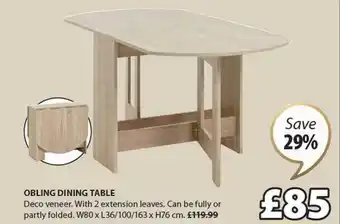 JYSK Obling dining table offer