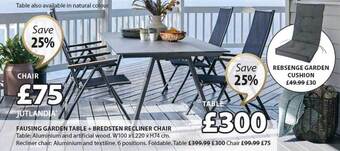 JYSK Jutlandia fausing garden table + bredsten recliner chair offer