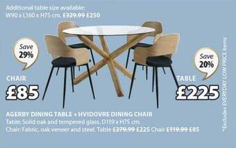 JYSK Agerby dining table + hvidovre dining chair offer
