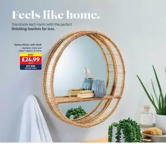 Aldi Rattan mirror with shelf offer