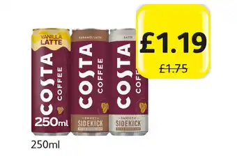 Costa coffee vanilla, sweet sidekick, smooth sidekick