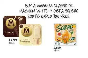 Londis Magnum classic, white chocolate, solero exotic offer