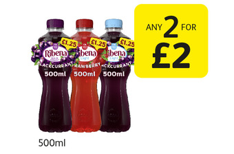 Londis Ribena blackcurrant, light blackcurrant, strawberry offer
