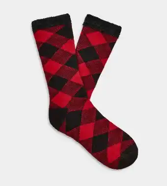 UGG Ugg grady fleece lined crew sock for men in samba red/black, size o/s, other offer