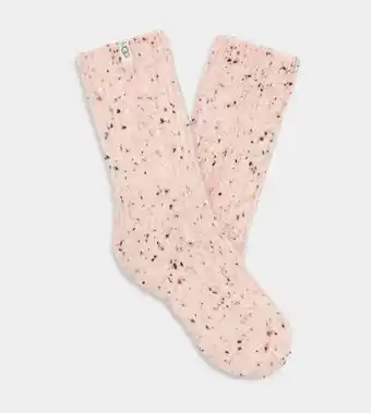 UGG Ugg radell cable knit crew sock for women in pink ice speckled, size o/s, acrylic blend offer