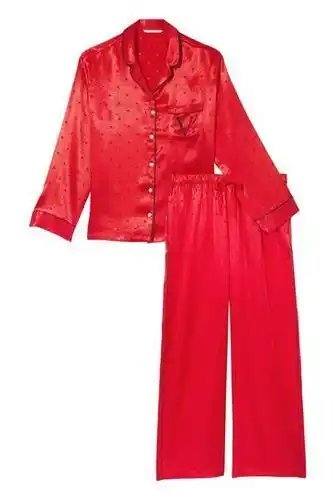 Victoria's Secret Victoria's secret lipstick red satin long pyjamas offer
