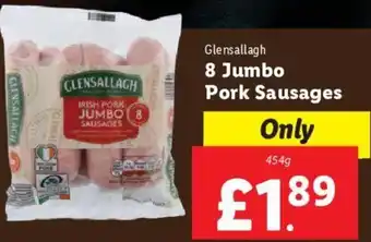 Lidl Glensallagh 8 Jumbo Pork Sausages 454g offer