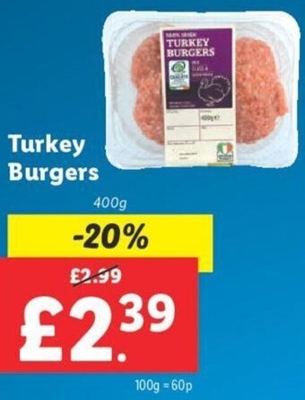 Lidl Turkey Burgers 400g offer
