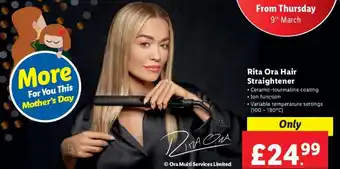 Lidl Rita Ora Hair Straightener offer