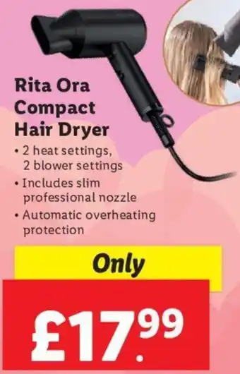Lidl Rita Ora Compact Hair Dryer offer