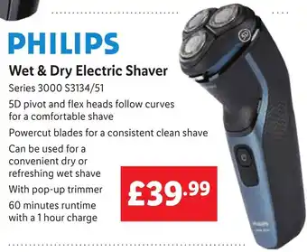 Lidl Philips Wet & Dry Electric Shaver offer