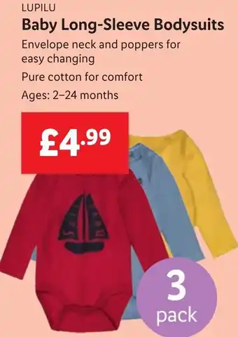 Lidl Lupilu Baby Long-Sleeve Bodysuits offer