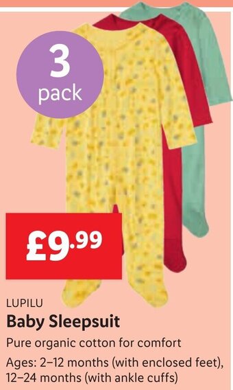 Lidl Lupilu Baby Sleepsuit offer