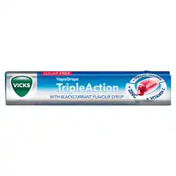 Tesco Vicks triple action blackcurrant throat sweet 42g offer