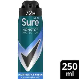 Tesco Sure men 72 hour invisible ice fresh antiperspirant 250ml offer