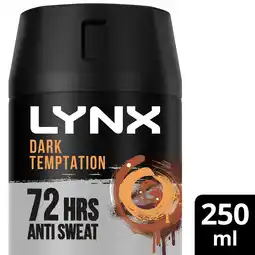 Tesco Lynx dark temptation antiperspirant deodorant spray 250ml offer