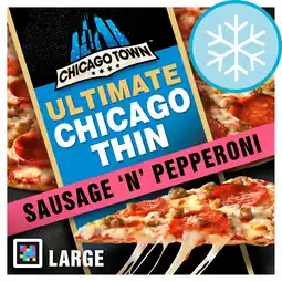 Tesco Chicago town crispy thin sausage & pepperoni pizza 431g offer