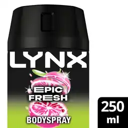 Tesco Lynx epic fresh deodorant body spray 250ml offer