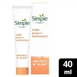 Tesco Simple triple protect moisturiser spf 30 40ml offer