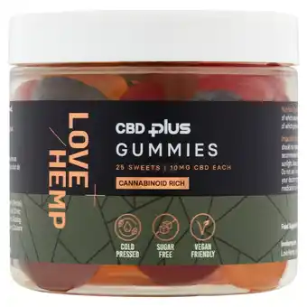 Tesco Love hemp 25 cbd infused gummies 250mg fruit flavoured 112g offer