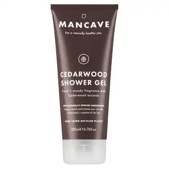 Tesco Mancave cedarwood shower gel 200ml offer