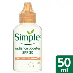 Tesco Simple protect 'n' glow radiance booster spf30 50ml offer