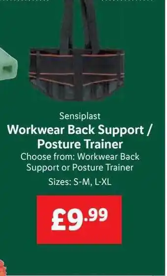 Lidl Workwear back support-posture trainer offer
