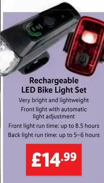 Lidl Rechargeable led bike light set offer