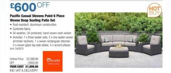 Costco Pacific casual stevens point 6 piece woven deep seating patio set offer