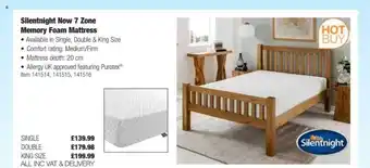 Costco Silentnight now 7 zone memory foam mattress offer