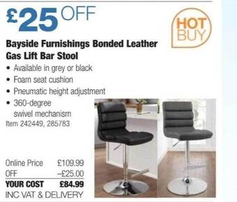 Costco Bayside furnishings bonded leather gas lift bar stool offer