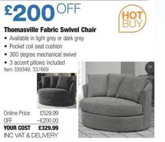 Costco Thomasville fabric swivel chair offer