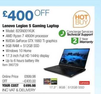 Costco Lenovo legion 5 gaming laptop offer