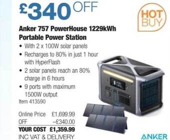 Costco Anker 757 powerhouse 1229kwh portable power station offer