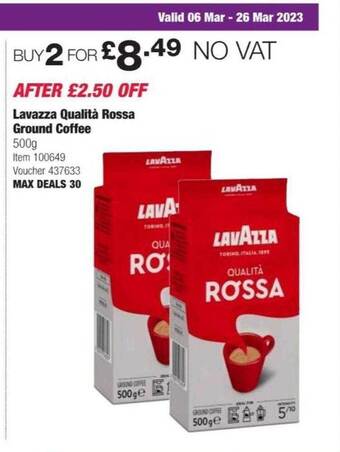 Costco Lavazza qualità rossa ground coffee offer