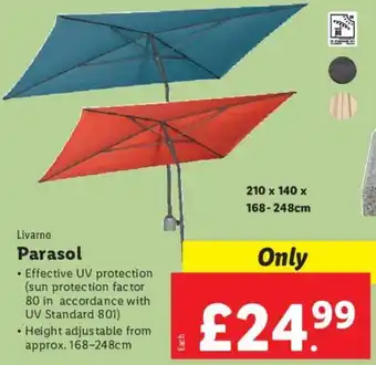 Lidl Livarno Parasol 210 x 140 x 168-248 cm offer