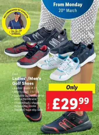 Lidl Crivit Ladies'/Men's Golf Shoes offer