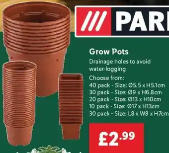 Lidl Parkside Grow Pots offer