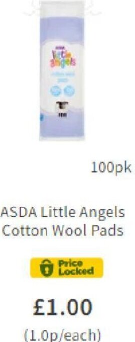 Asda ASDA Little Angels Cotton Wool Pads 100pk offer