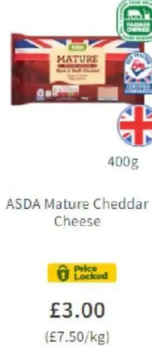 Asda ASDA Mature Cheddar Cheese 400g offer