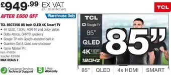 Costco TCL 85C735K 85 Inch QLED 4K Smart TV offer