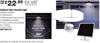 Costco Sunforce Solar Security Light offer