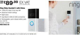 Costco Ring Video Doorbell 3 with Chime offer
