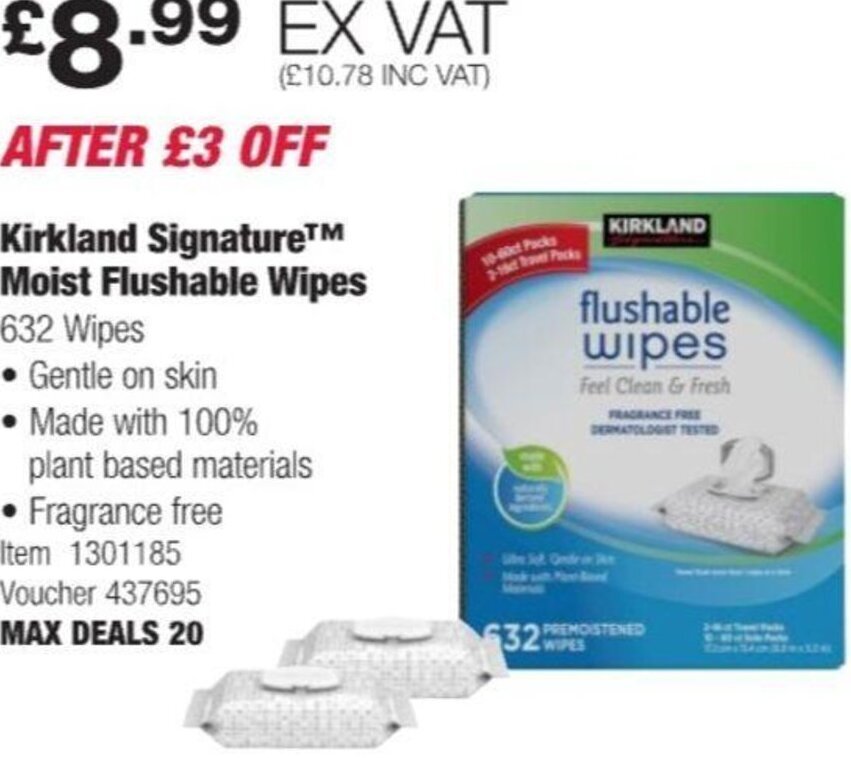 Kirkland Signature™ Moist Flushable Wipes 632 Wipes offer at Costco