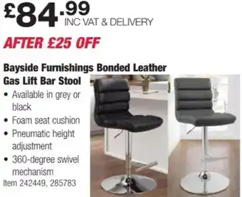 Costco Bayside Furnishings Bonded Leather Gas Lift Bar Stool offer