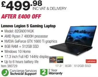 Costco Lenovo Legion 5 Gaming Laptop offer
