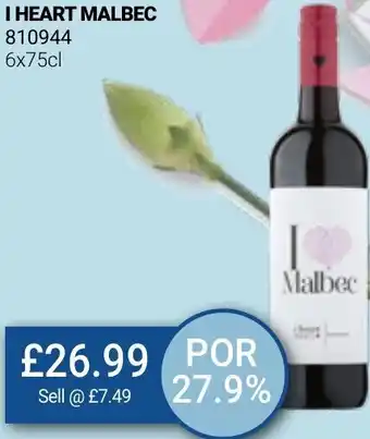 Bestway I Heart Malbec 6 x 75cl offer