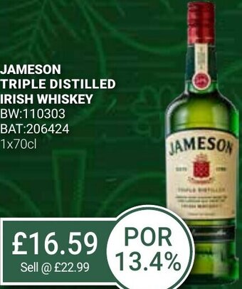 Bestway Jameson Triple Distilled Irish Whiskey offer